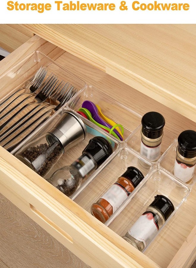 HOLLIO Drawer Organizer Set Dresser Desk Drawer Dividers,Multipurpose Plastic Storage Bins for Bathroom Vanity Cosmetic Makeup, Jewelries, Kitchen Gadgets and Office Accessories - Image 3